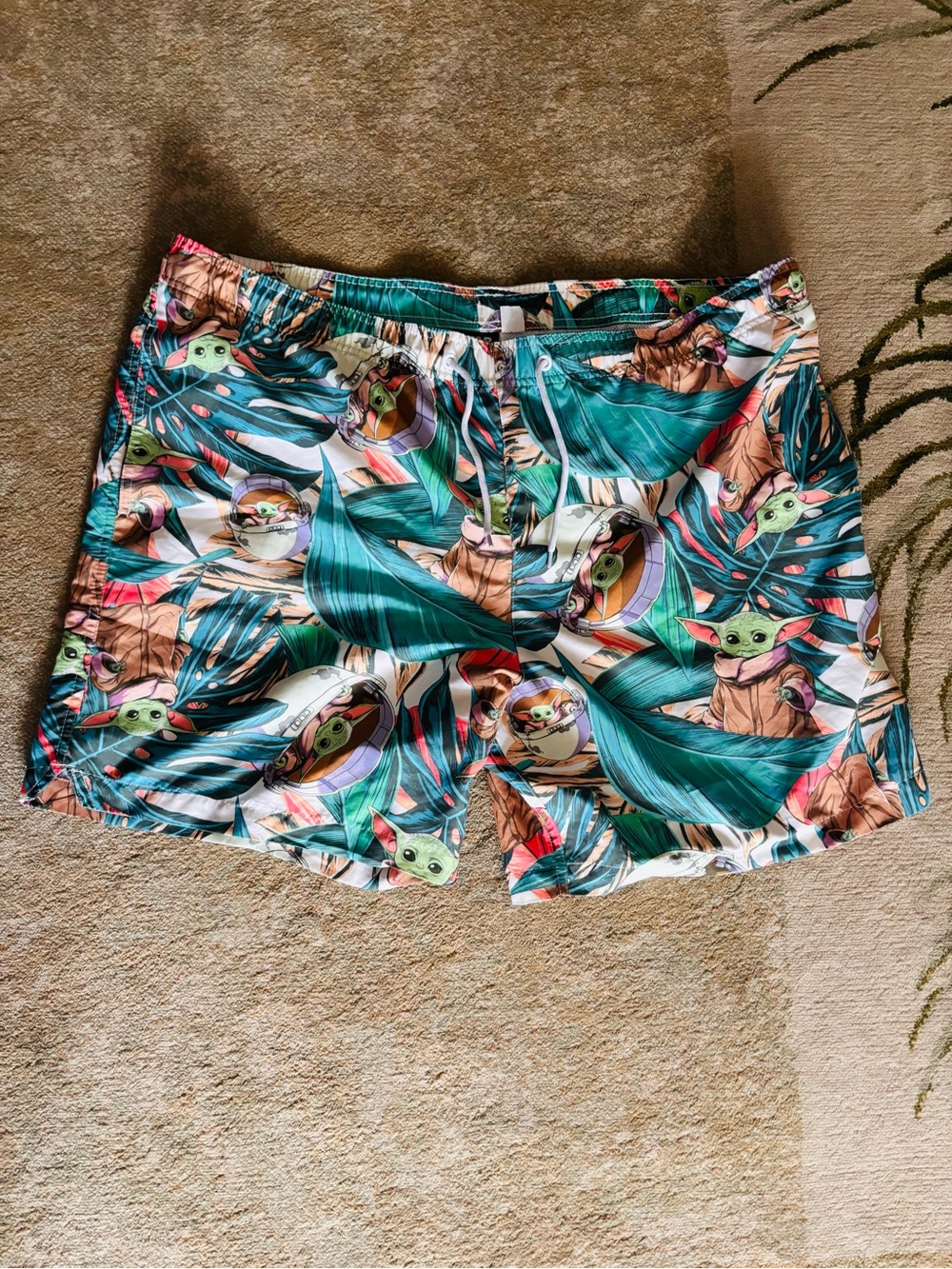 Star Wars Grogu Baby Yoda Tropical Swim Trunks Board Shorts XXL